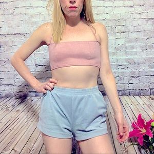 ‼️HONEY BUM SUEDE CROP TOP Baby Pink Size S‼️